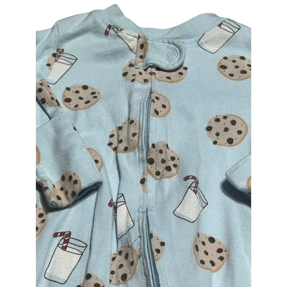 Small Story Cookies and milk footie pajamas size 0-3 months Organic cotton